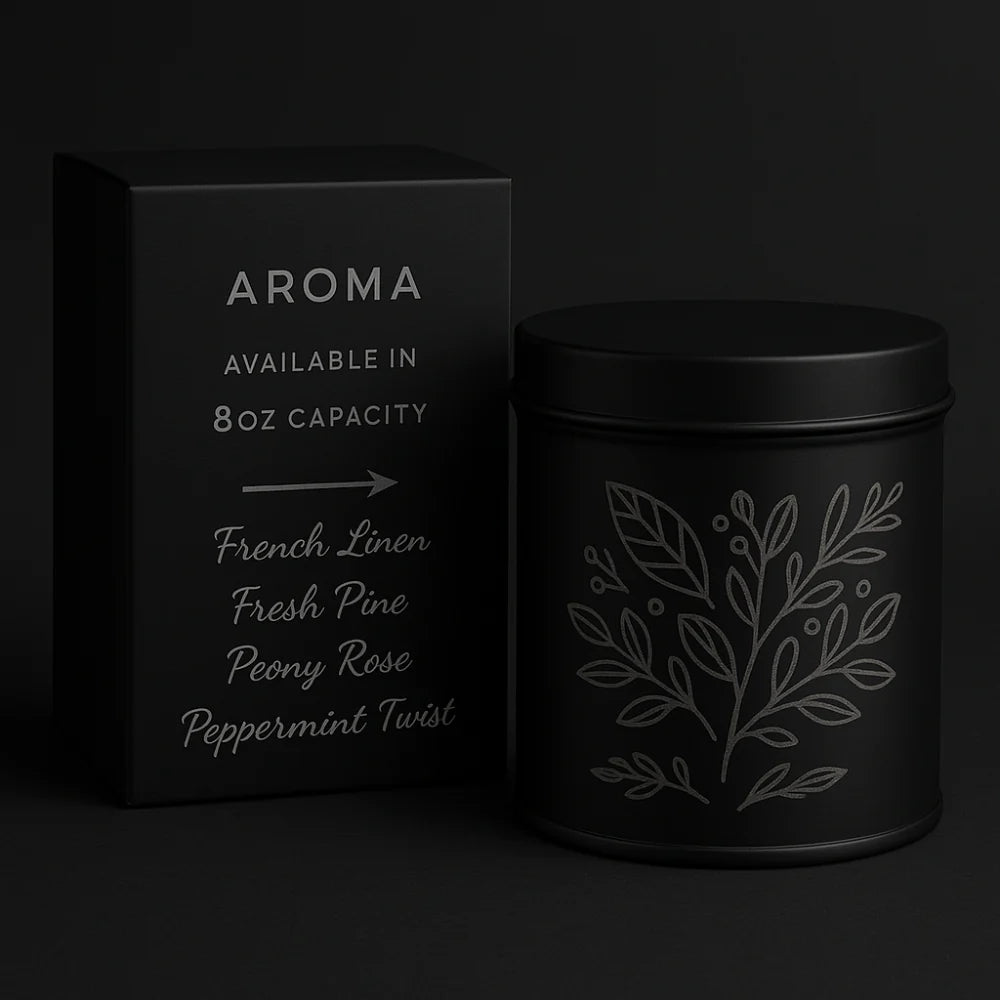 Aroma Candle French Linen -Peony Rose - French Pine with Tin Customized Engraving