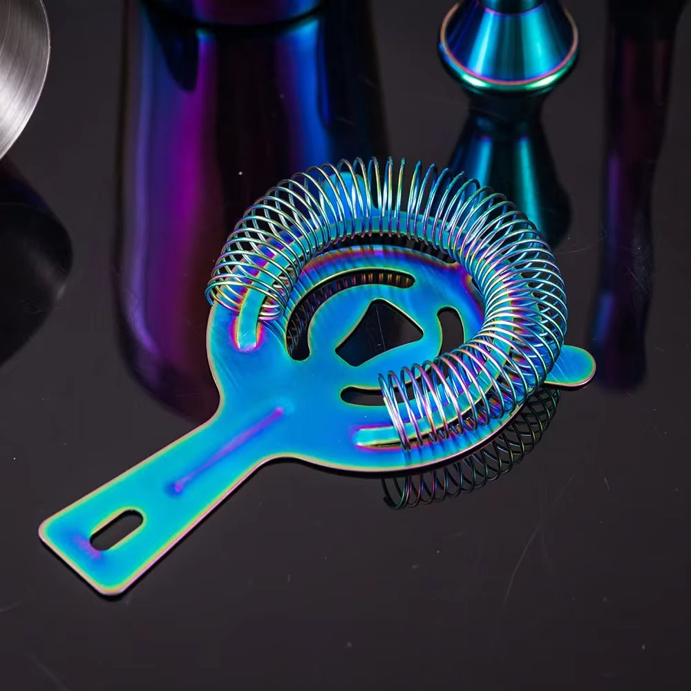 5Pcs Stainless Steel Cocktail Shaker Bar Set,Rainbow Boston Shaker Bartender Kit Mixed Drink Shaker Wine Martini Party Bar Tools