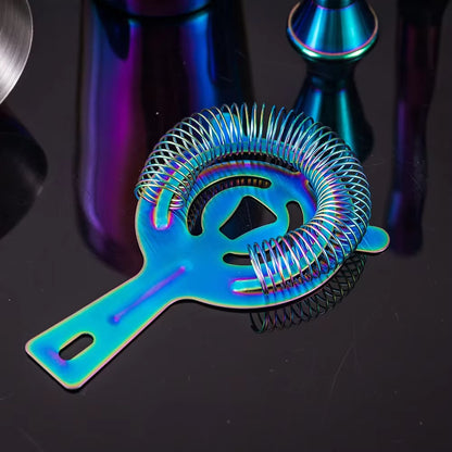 5Pcs Stainless Steel Cocktail Shaker Bar Set,Rainbow Boston Shaker Bartender Kit Mixed Drink Shaker Wine Martini Party Bar Tools