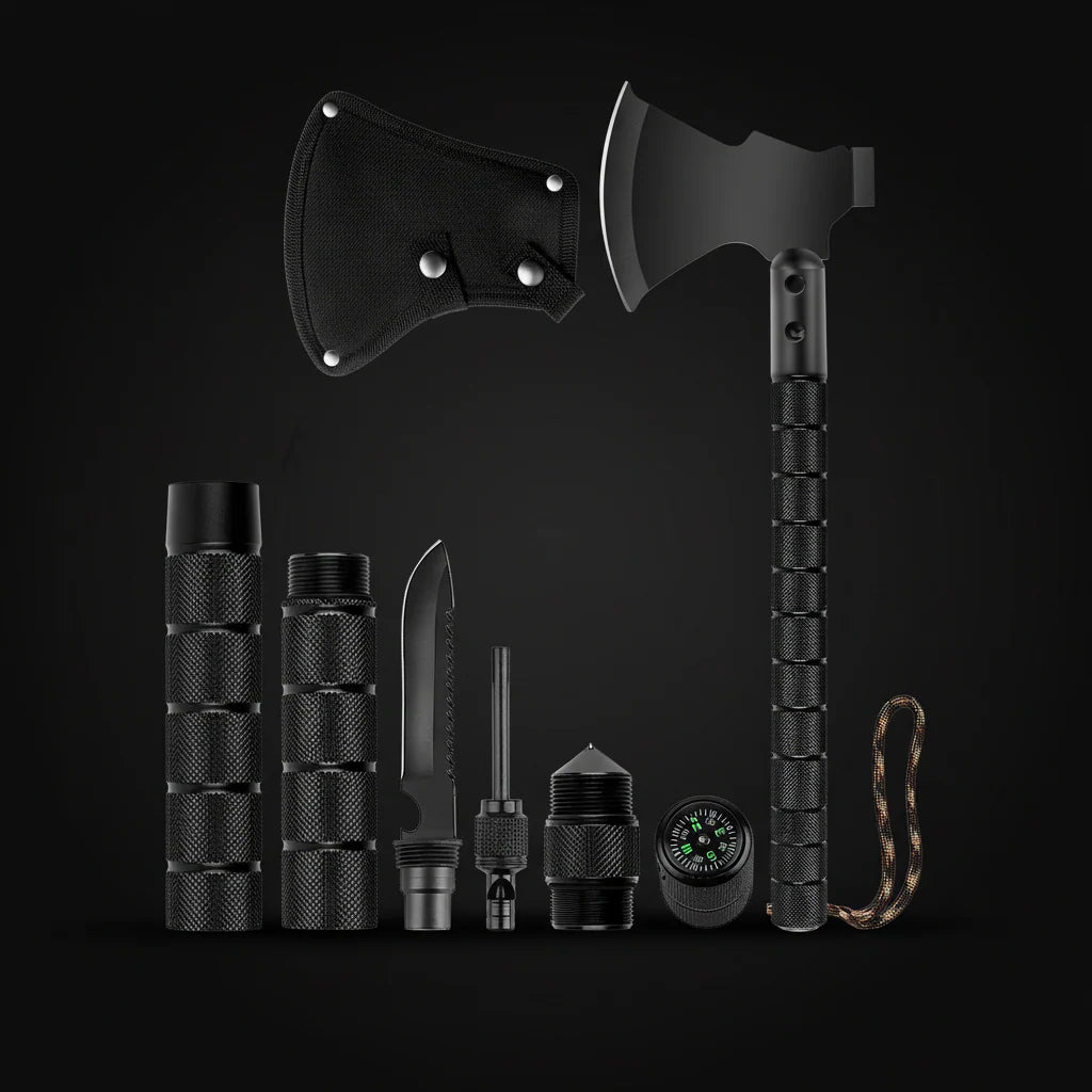 Stainless Steel Multi-Functional Survival Axe & Hammer | Camping, Rock Climbing & Adventure Outdoor Tool