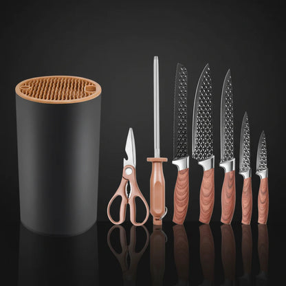 7-Piece Stainless Steel Kitchen Knife Set with Plastic Holder