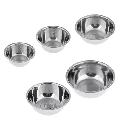5 Pcs Stainless Steel Mixing Bowl Home Kicthen Outdoor Camping Fishing Cookware Dinnerware