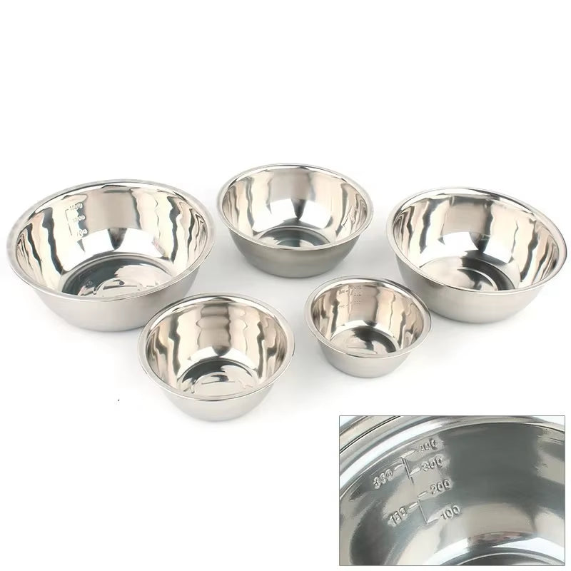 5 Pcs Stainless Steel Mixing Bowl Home Kicthen Outdoor Camping Fishing Cookware Dinnerware