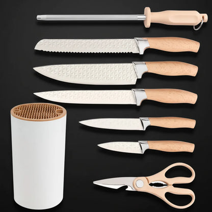 7-Piece Stainless Steel Kitchen Knife Set with Plastic Holder