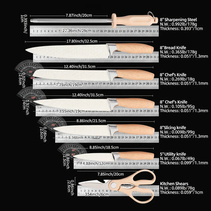 7-Piece Stainless Steel Kitchen Knife Set with Plastic Holder