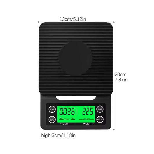 Digital Coffee Scale with Timer LED Screen Espresso USB 3Kg Max.Weighing 0.1G High Precision Measures in Oz/Ml/G Kitchen Scale