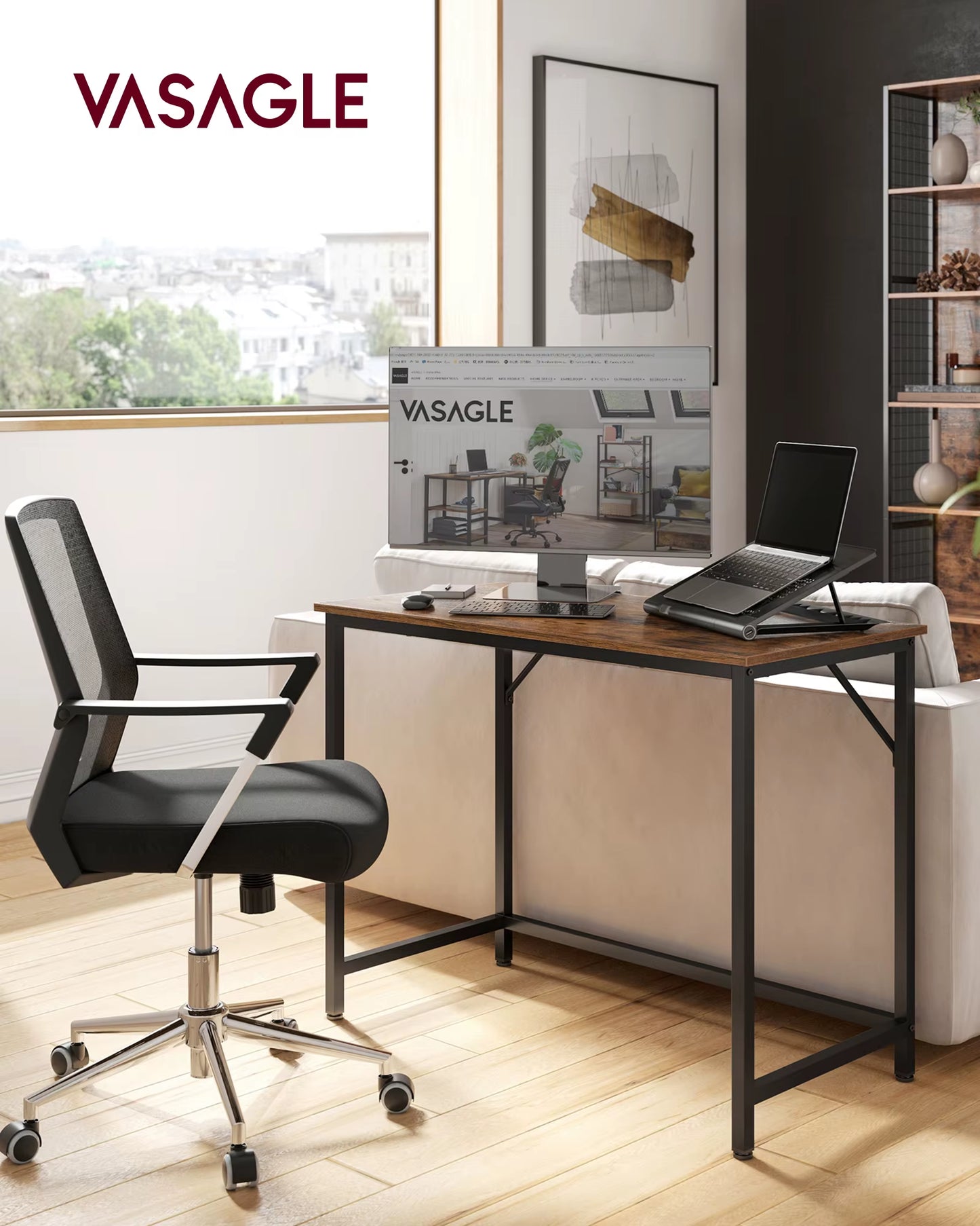 Computer Desk, Small Office Desk and Workstation, Work Desk for Home Office, Study, Bedroom, 50 X 100 X 76 Cm